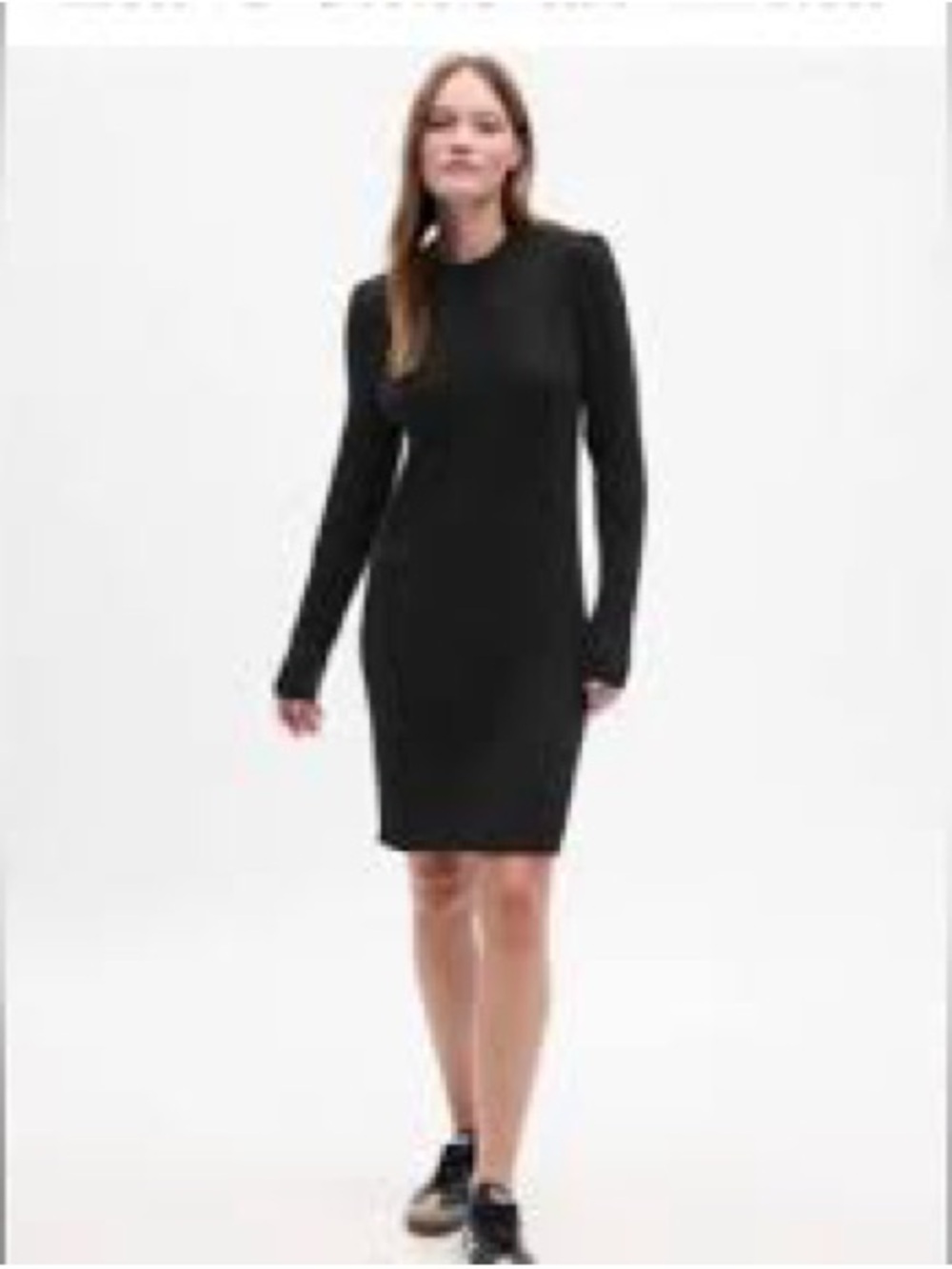 GAP Factory Black Long-Sleeve Knit Shift Dress